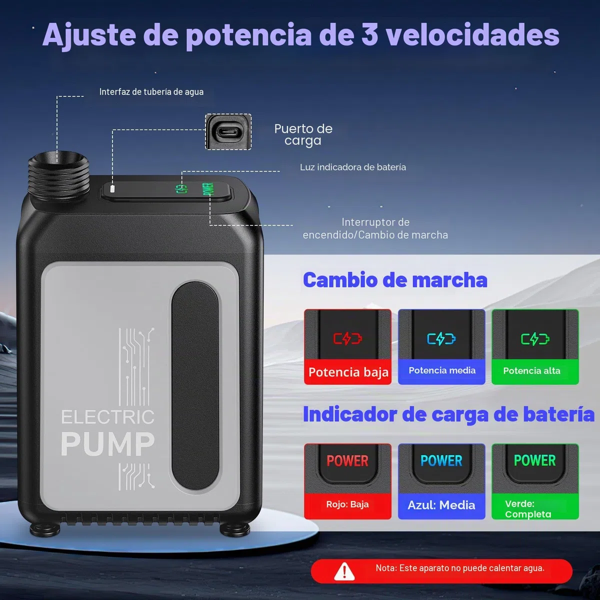 Rsaoty Ducha Portatil, 4000mAh Eléctrico Portátil Recargable Ducha, Ducha Camping con IPX8 Impermeabilización, Transmisión Ajustable, para Camping, Plantas de Jardín,Coche, Lavar al Perro