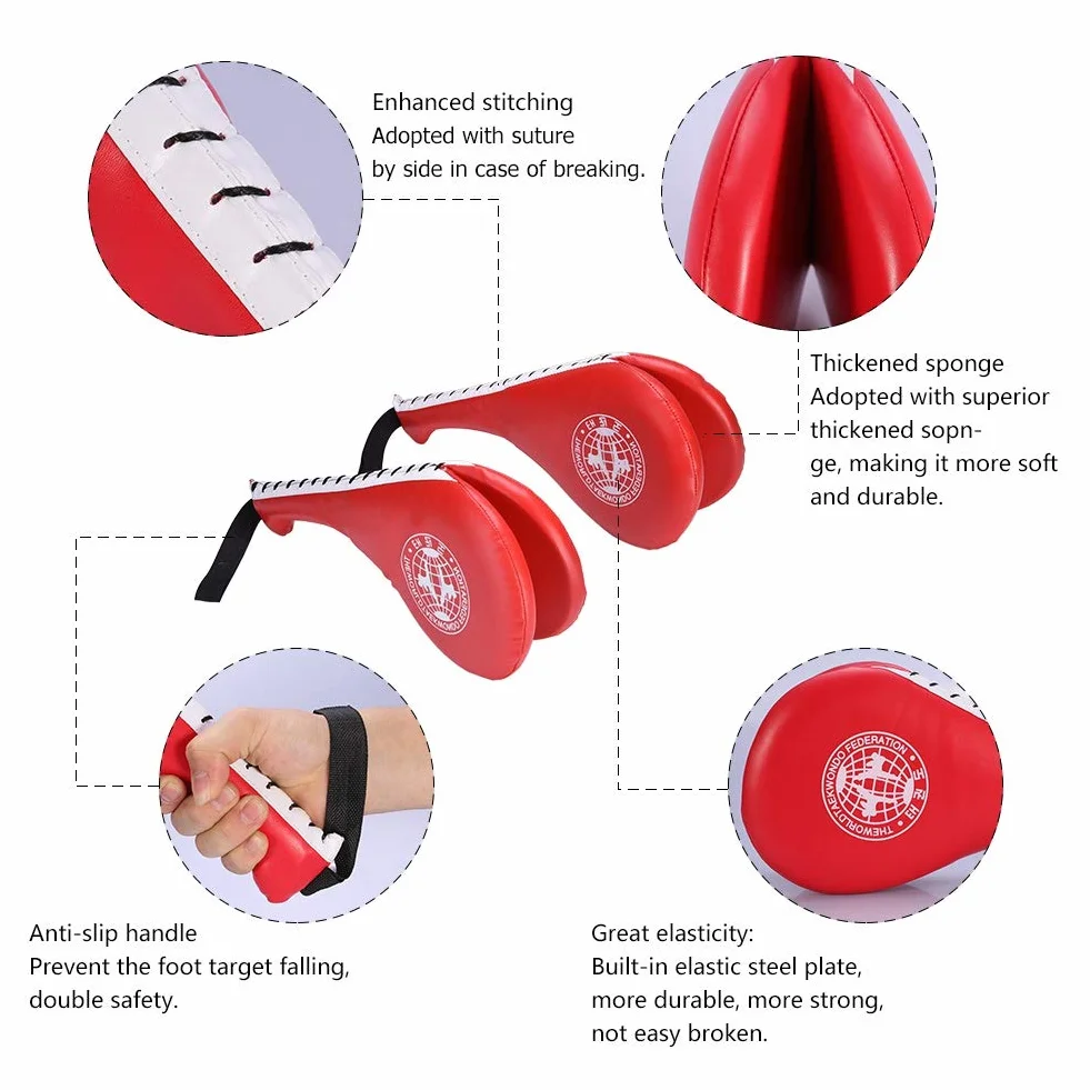 Alomejor 1 par de almohadillas de boxeo doble para entrenamiento de karate, tae kwon, do, boxeo