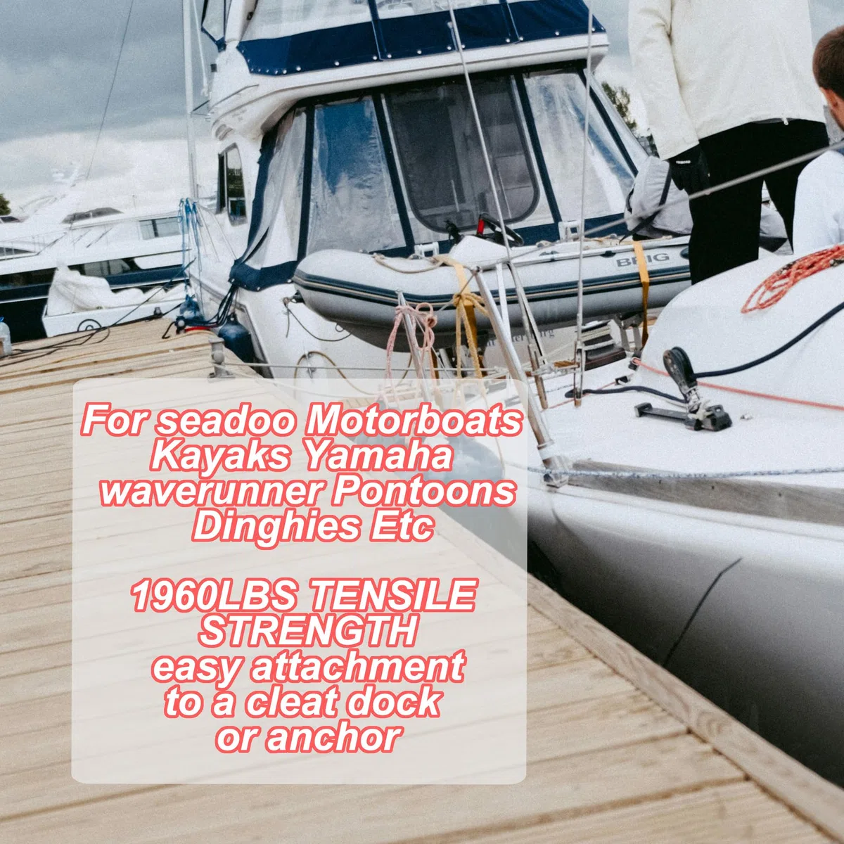Líneas de amarre para barco, 2 pies, cuerdas elásticas con ganchos, resistencia a la rotura de 1800 libras, para ATV, barco y camioneta