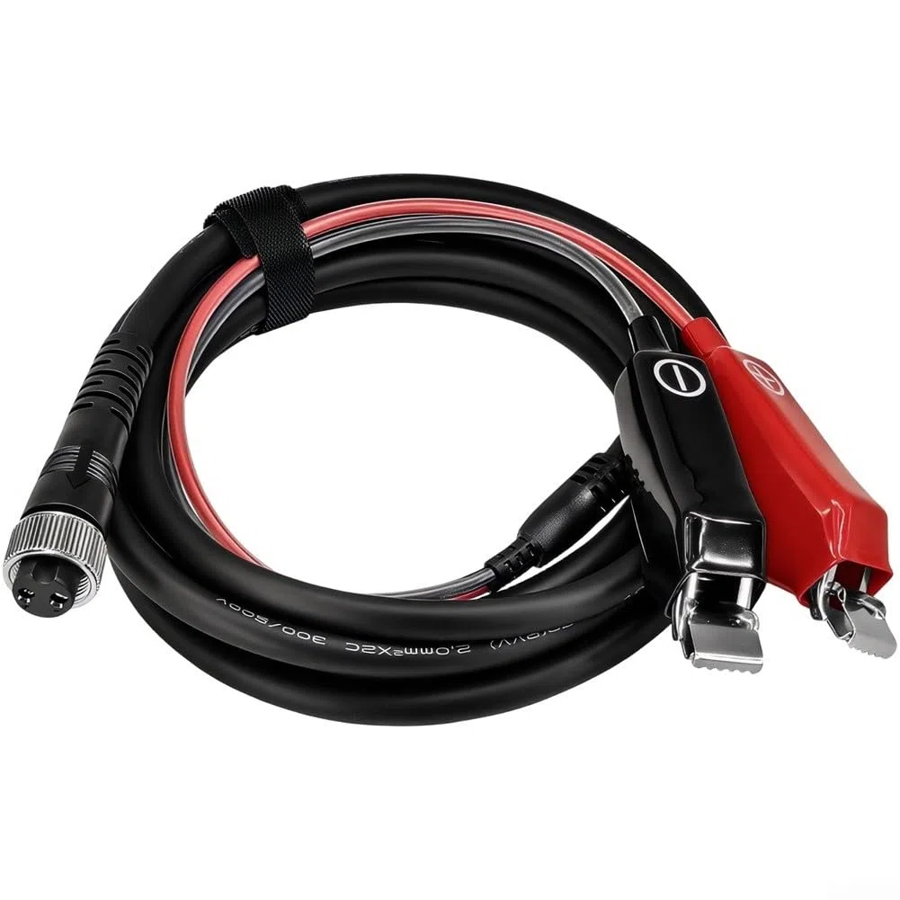 Cable de alimentación de carrete de pesca eléctrico de 2 m, 2,5 m, funda de silicona con clip de cocodrilo mejorado, negro y rojo, compatible con 300 500 750 MJ para SE (2,5 m)