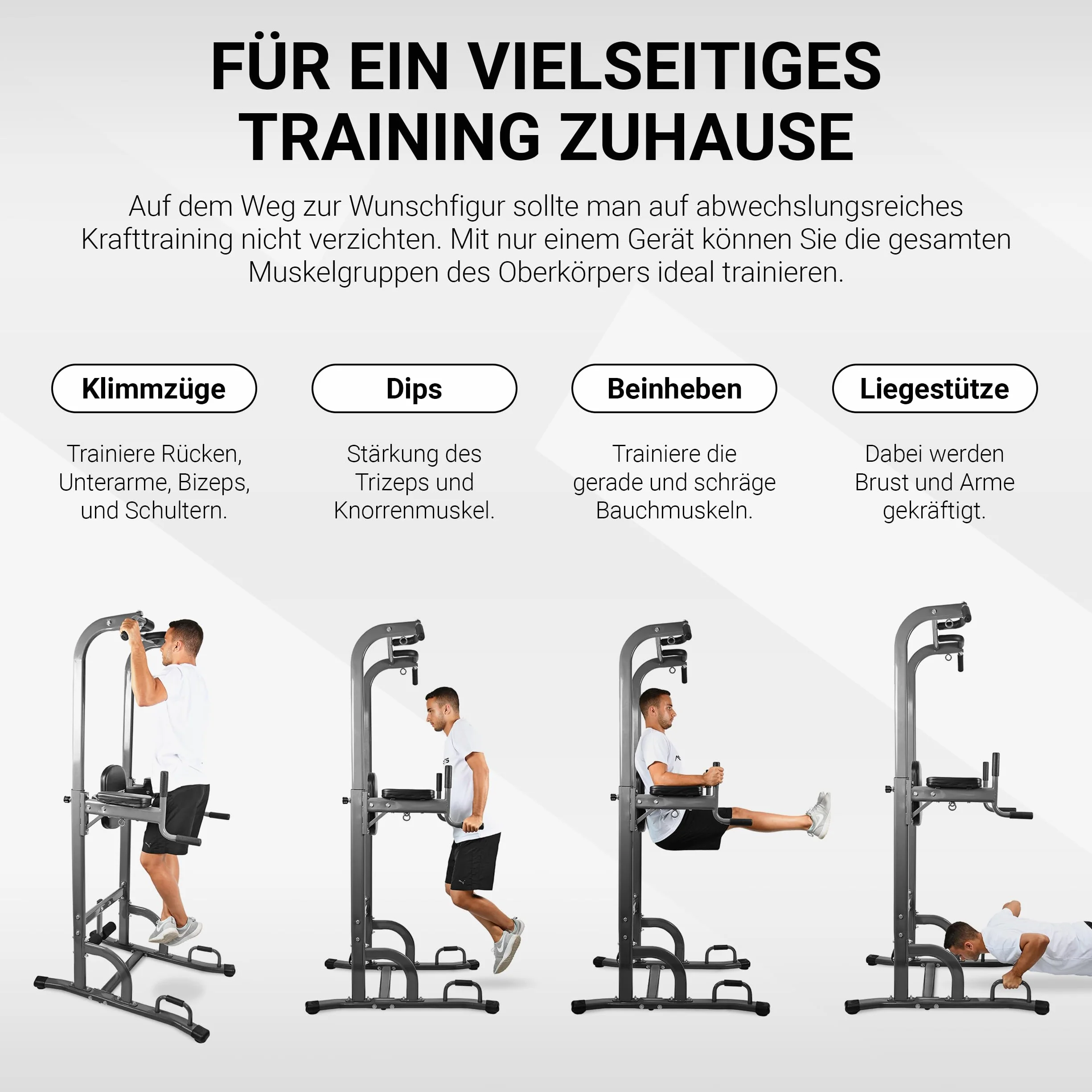 Estación de Fuerza multifunción 7 en 1, tamaño Ajustable, con Asas de flexión, 4 Ojales para Entrenamiento en Suspension, Sentadillas y Barra de dominadas, Barra