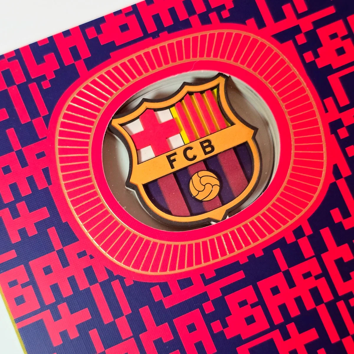 Cuaderno FC Barcelona BARÇA en 3D - encuadernación con Lomo Textil y Acabados de Calidad - 120 páginas de Hojas sin pautar - Color Azulgrana - Tamaño A5