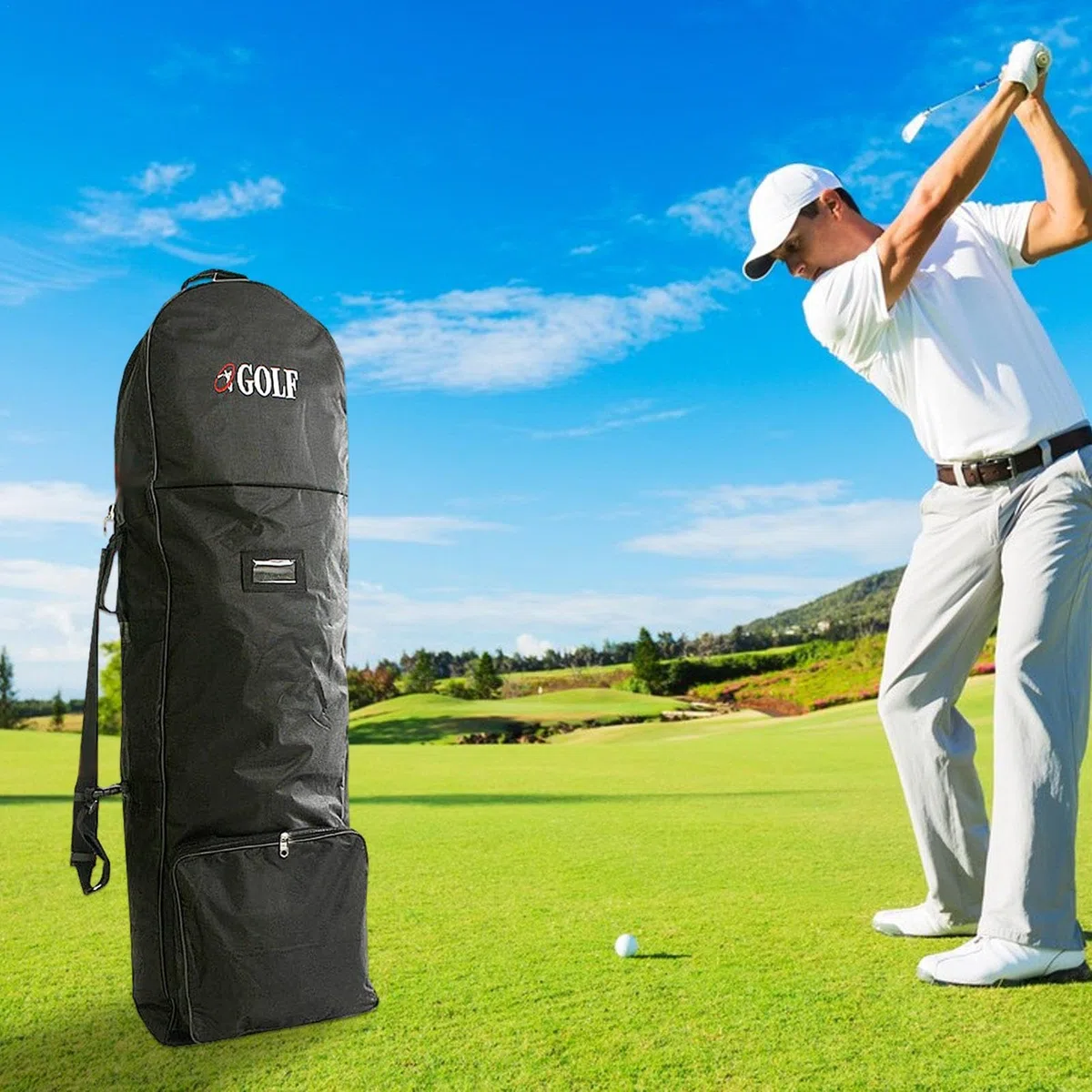 Bolsa De Viaje para Golf con Ruedas - Estuche Protector Portátil con Correa De Hombro para Transportar Palos, Ideal para Viajes En Avión