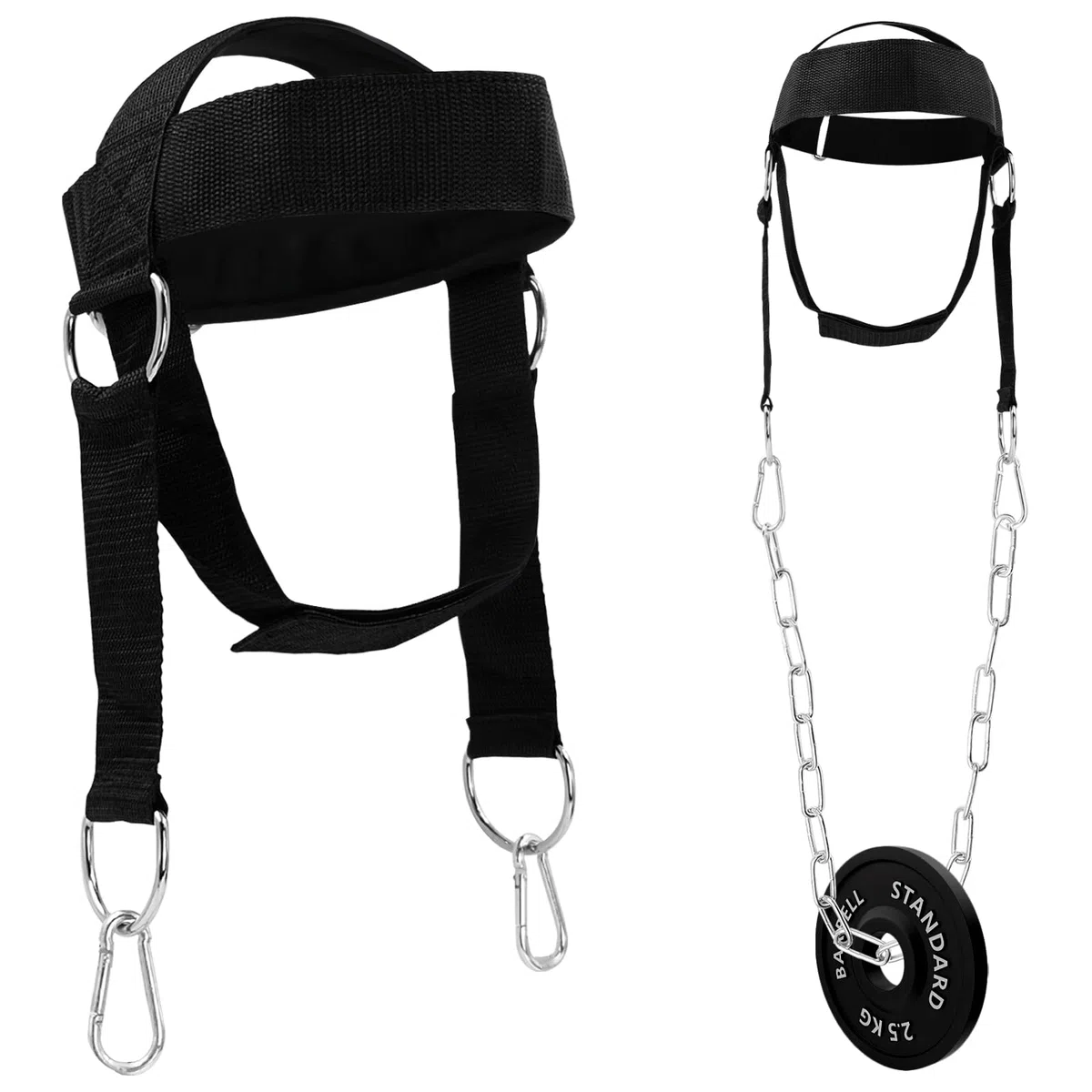 Arnés de cuello para entrenamiento de levantamiento de pesas, correas ajustables y cadena de acero para equipo de entrenamiento de fuerza muscular y resistencia del cuello