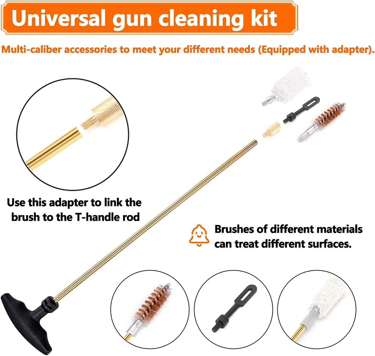 BOOSTEADY Juego de Limpieza de Armas Kits de Armas para la Mayoría de los Rifles Pistolas Escopetas Juego de Limpieza, Puntas de Armas y Cepillos con Tapete de Limpieza