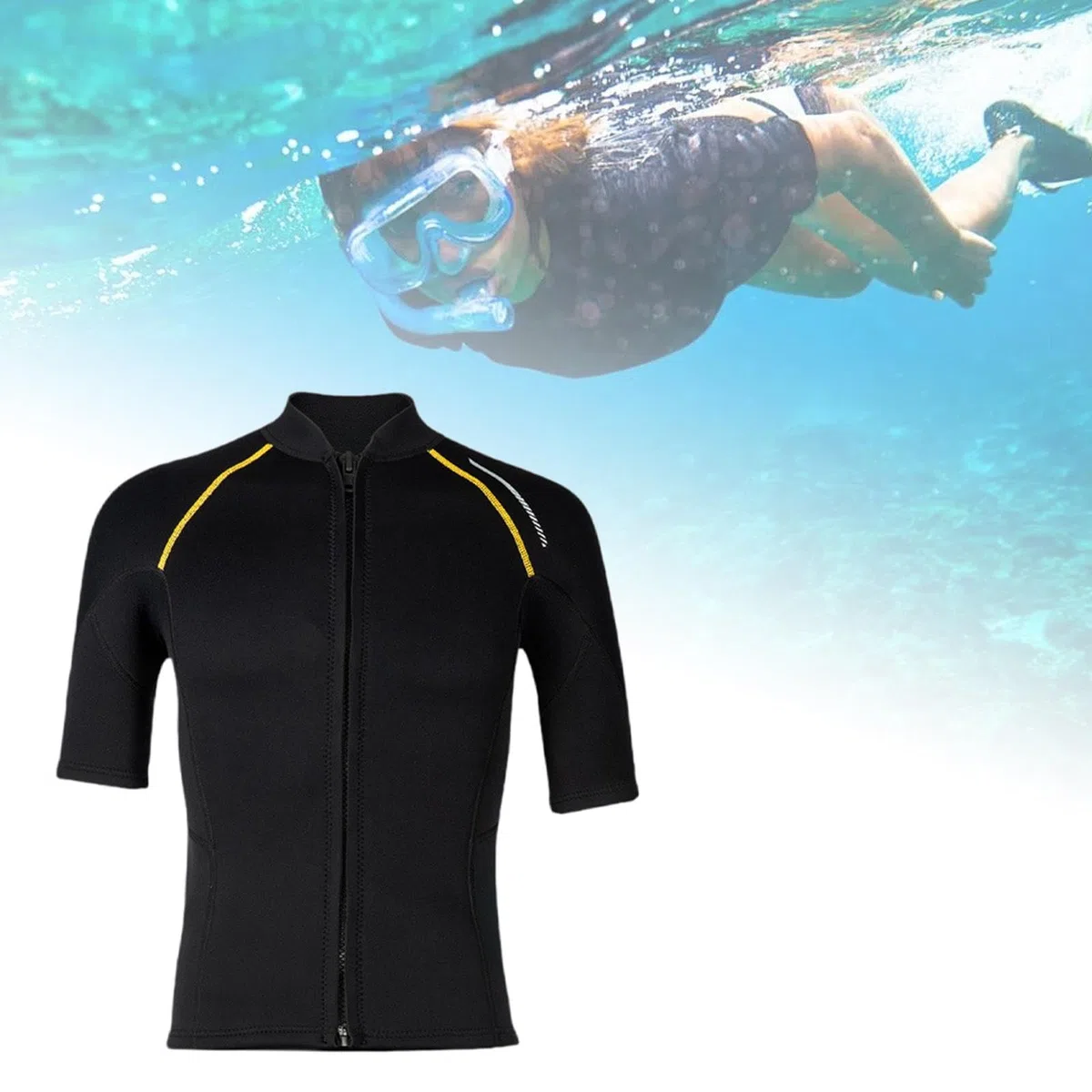 harayaa Chaqueta de Neopreno para Hombres, Traje de natación con Cremallera Frontal, 1.5 mm