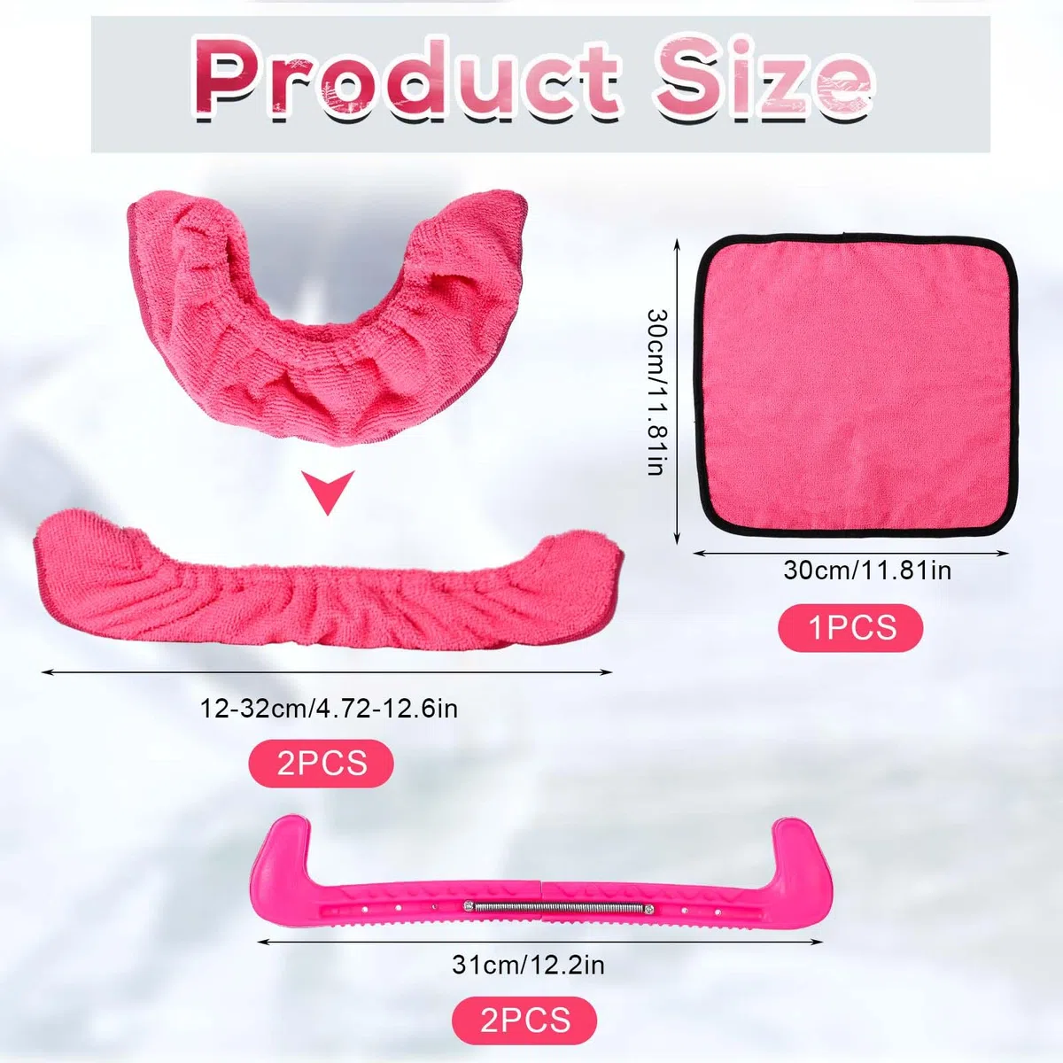 NQEUEPN Protectores Patines sobre Hielo Empapadores y Toalla Kit, Suaves Funda Cuchillas Patines Hielo Duro Protectores para Patines Accesorios para Patines Artísticos para Hombres Mujeres (Rosa)