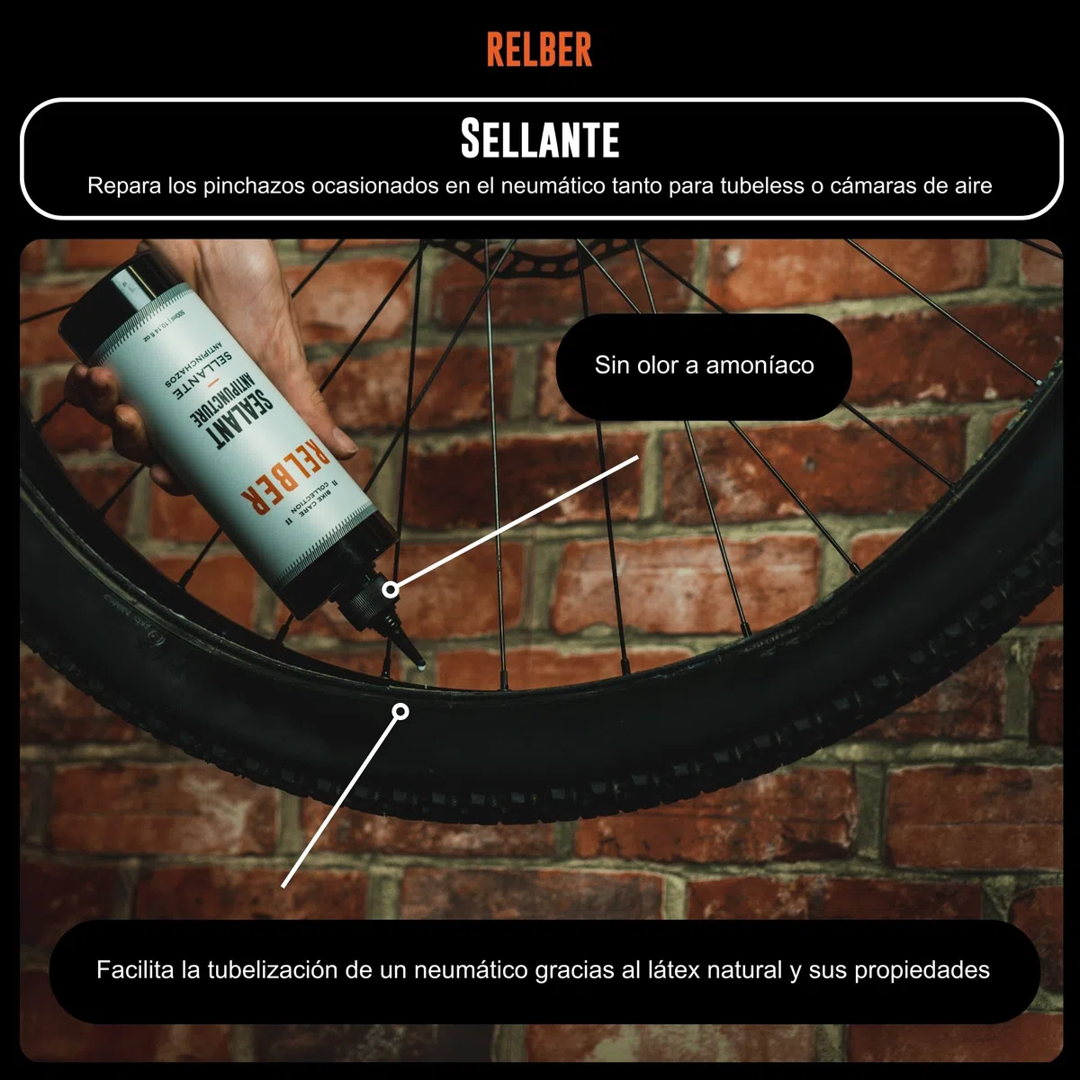 relber - Sellante Liquido Antipinchazos Bicicleta | Liquido Tubeless MTB - Gravel - CICLOCROSS - Carretera | Repara Pinchazos Bicicleta | Liquido Sellante Tubeless o Cámaras de Aire Bicicletas