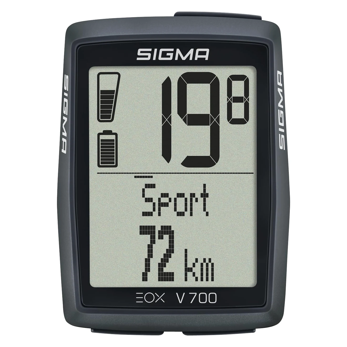 SIGMA EOX View 700 | ciclocomputador para e-Bike Incl. Over CLAMP Butler | ciclocomputador Impermeable para e-Bike | Compatible con la aplicación Gratuita EOX