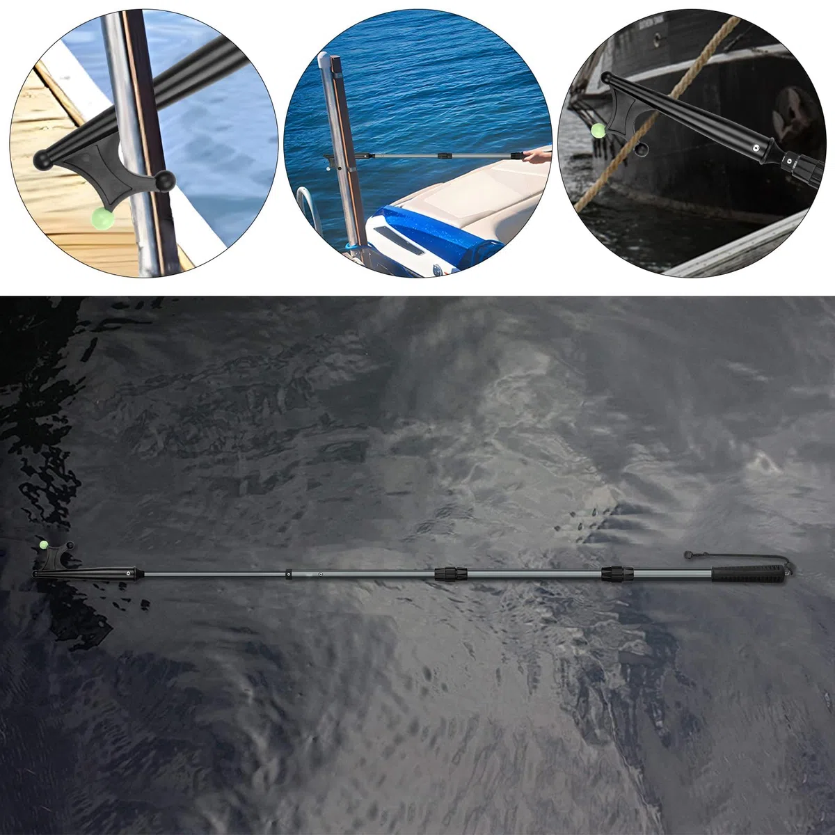 SAN LIKE Gancho para Barco Telescópico Varilla, Bicheros para Barcos con Cuentas Luminosas, Gancho Telescópico Bicheros para Barcos de Atraque Ligeros y Duraderos Boat Hook, 1,2M