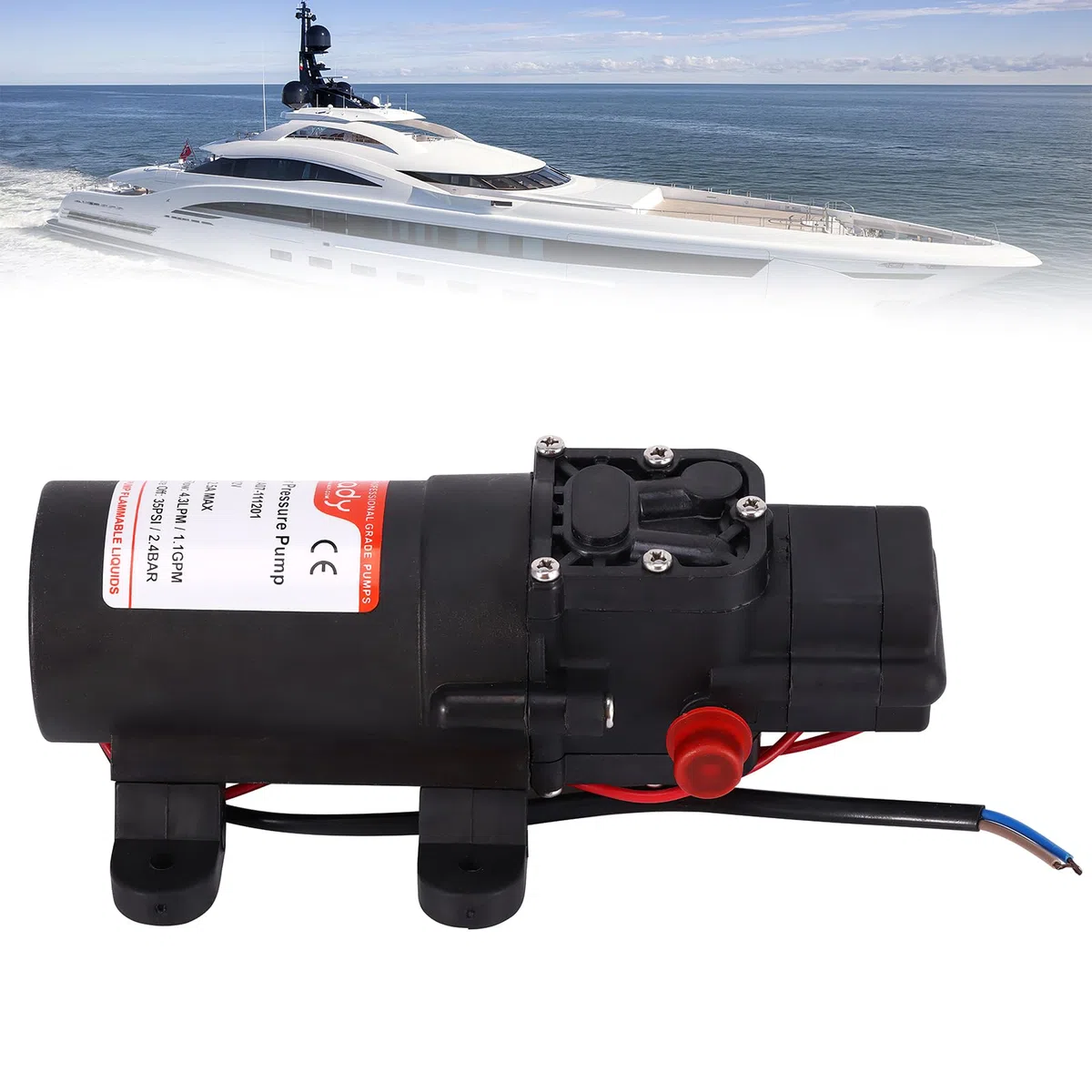 Bomba de diafragma, bomba de agua de 30 W, 12 V, 4,3 L/PM, bomba de agua autocebante para barcos, caravanas, yates, jardín, campistas