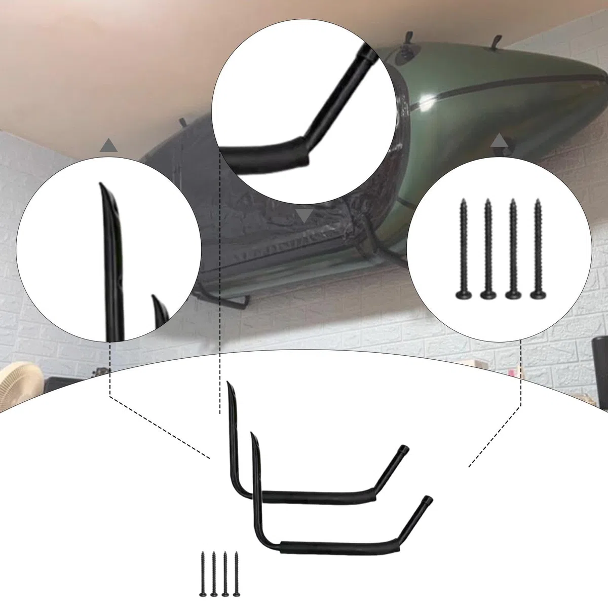 kowaku Soporte de Almacenamiento para Kayak, Gancho para Garaje, Soporte para Colgar, Soporte Portátil para Tablas de Paddle Y Snowboard.