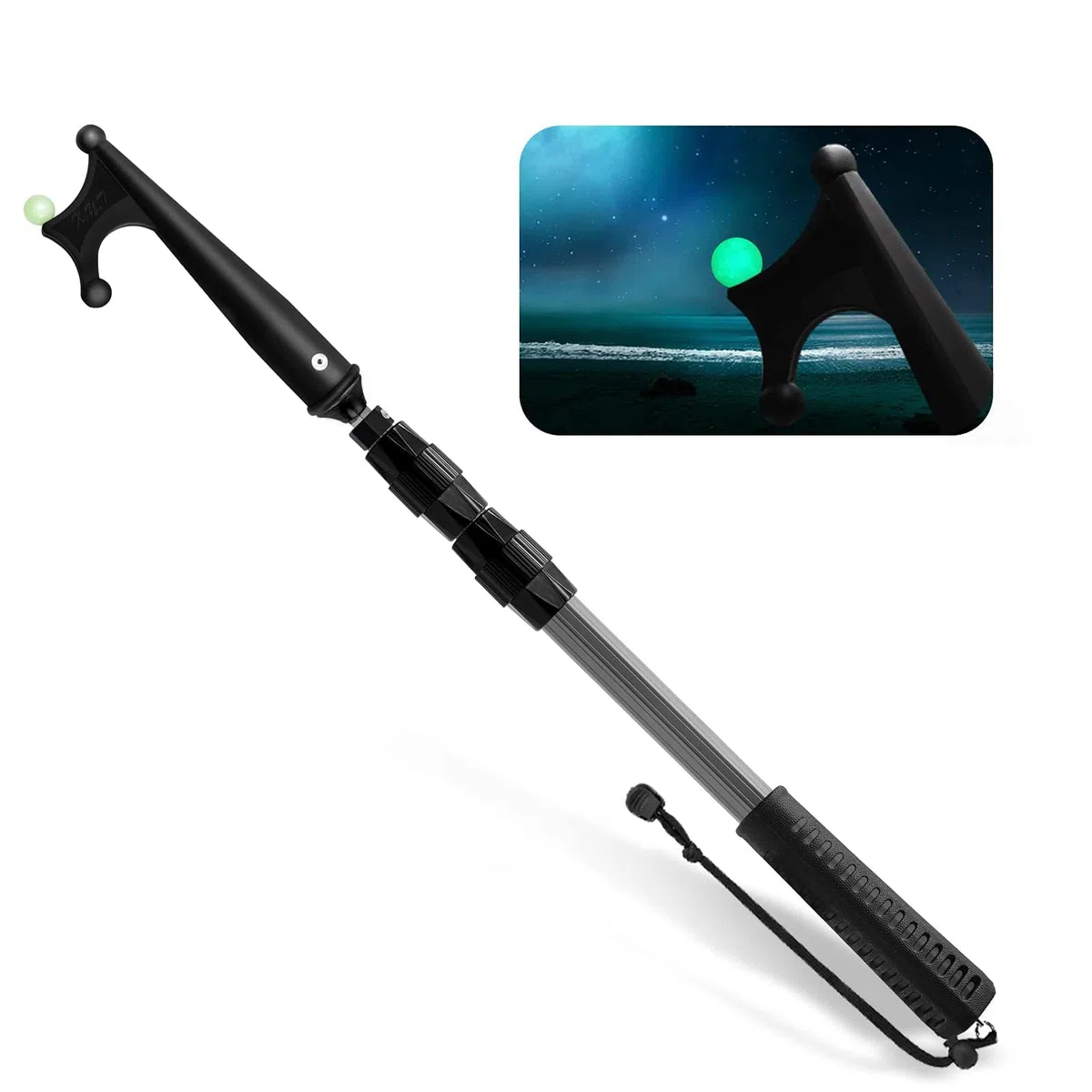 SAN LIKE Gancho para Barco Telescópico Varilla, Bicheros para Barcos con Cuentas Luminosas, Gancho Telescópico Bicheros para Barcos de Atraque Ligeros y Duraderos Boat Hook, 1,2M
