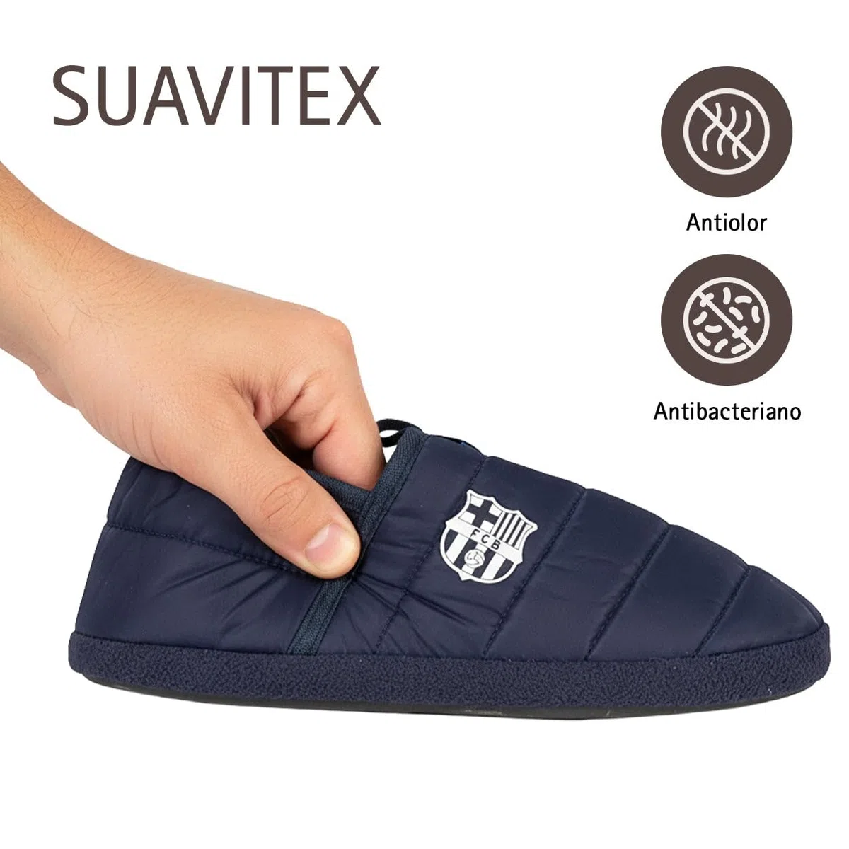 MARPEN SLIPPERS Zapatillas FC Barcelona Oficiales Licenciadas Acolchadas para Hombre o Mujer, Marino Cerrada, Talla 40-41