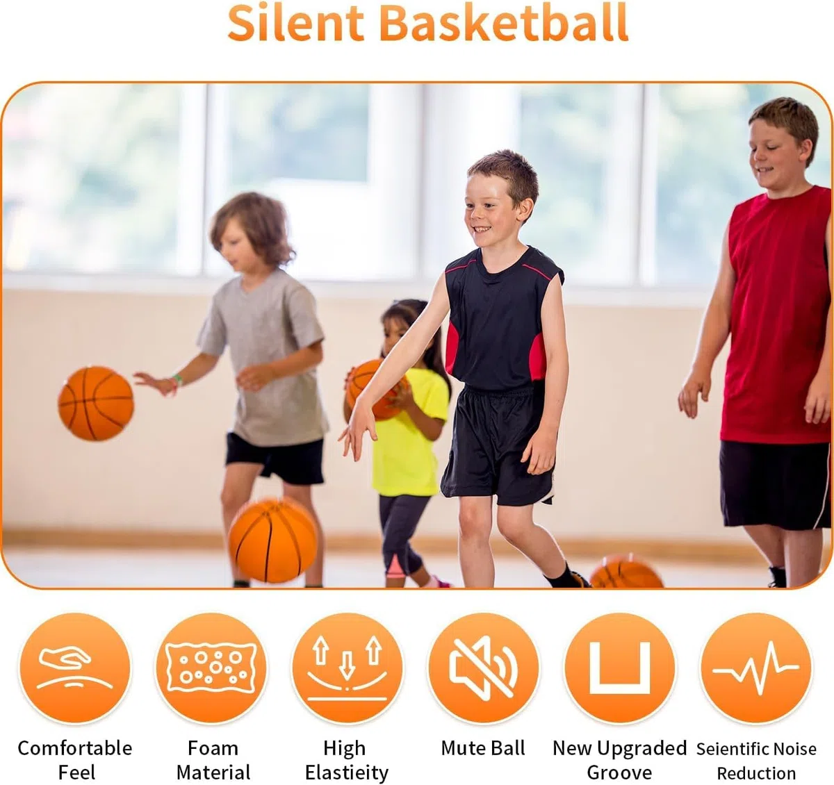 2026 Nueva pelota de baloncesto silenciosa tamaño 7, pelota de baloncesto silenciosa de espuma suave para regate, sin ruido, pelota de baloncesto de entrenamiento para interiores de 24 cm
