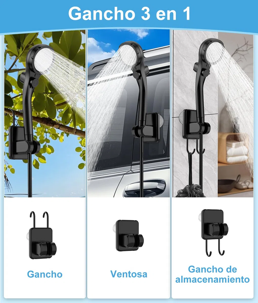 WADEO Ducha portátil para Acampada con Bomba y batería Recargable de 8000 mAh, 180 Minutos de autonomía, 10 velocidades, Set de Ducha móvil para jardín, Lavado de Coches, Mascotas, Viajes y Playa