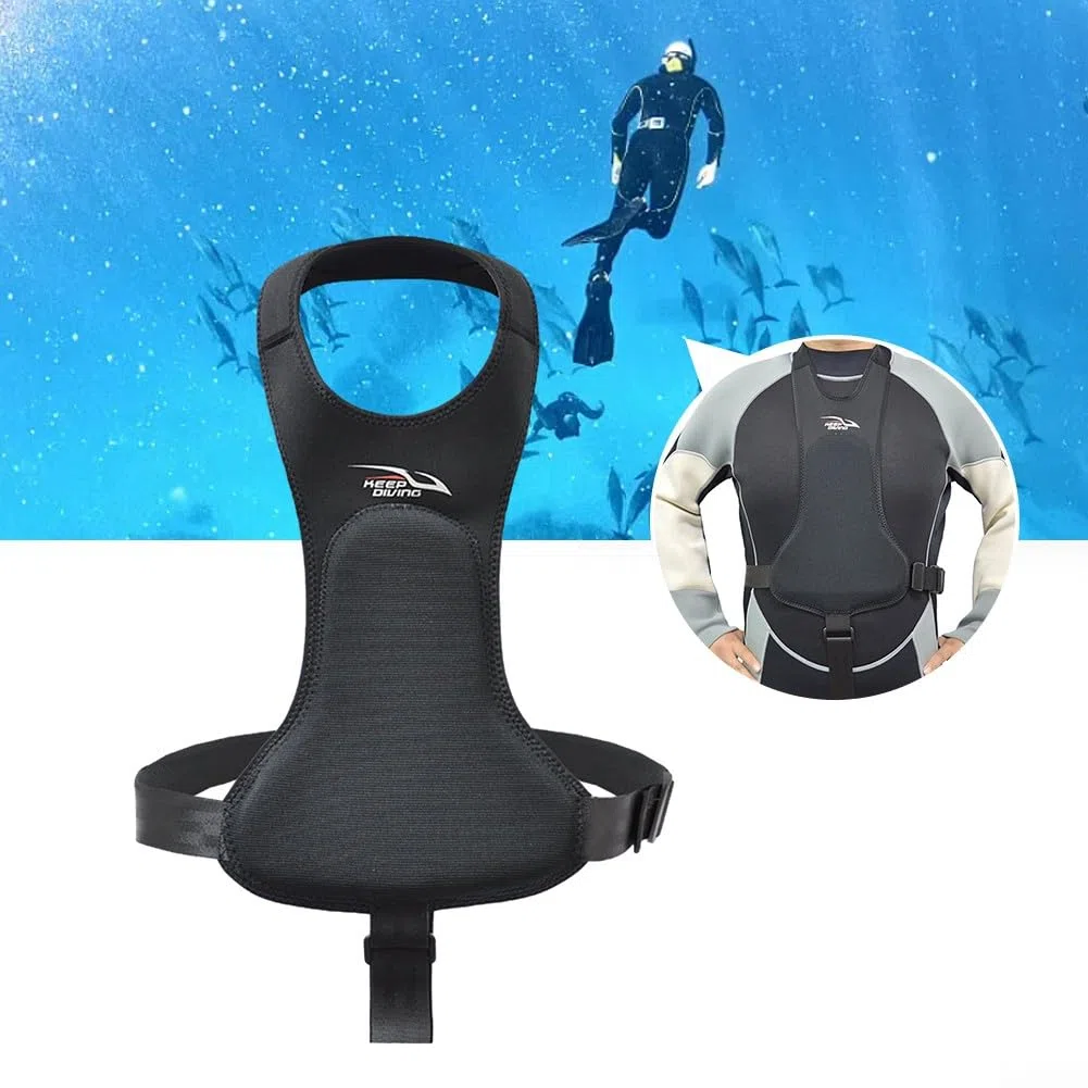 DAZZLEEX Almohadilla de pecho de neopreno para arpón, almohadilla elástica para el pecho de caza, chaleco acolchado profesional para buceo, pesca