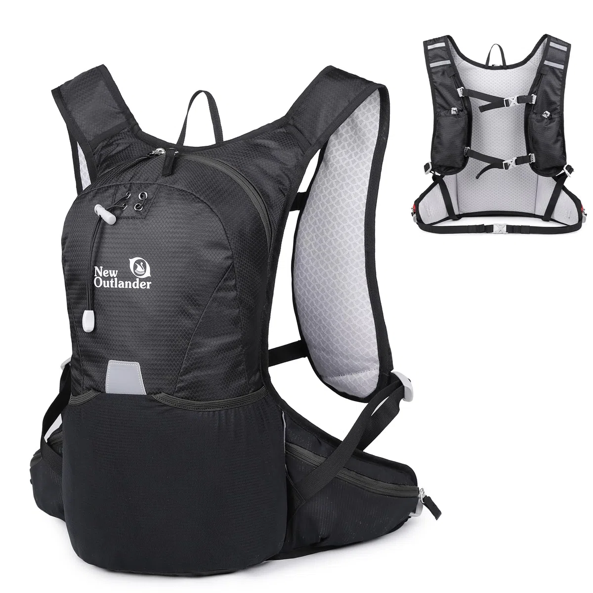 12L Mochila Bicicleta, Mochila Ciclismo MTB Ligera, Mochila Montaña Moto para Camping, Mochila Hidratacion Deportiva Esquí para Senderismo Correr Escalada Maratón, Negro