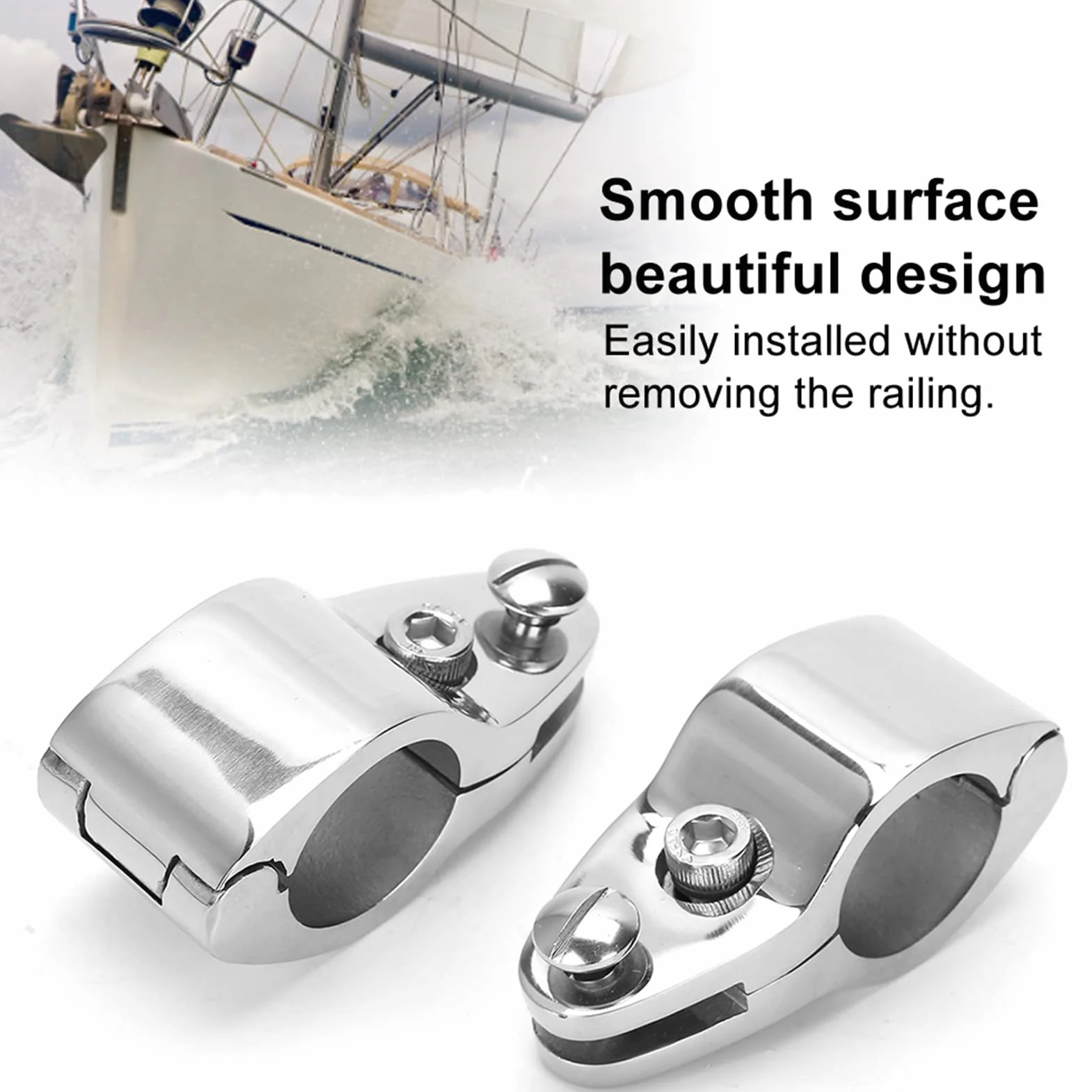 2 Uds. Abrazaderas de Tubería Marina de Acero Inoxidable 316, Accesorios de Montaje de Riel Deslizante de Garra de Bisagra Superior de Barco, Accesorios Marinos Articulados Deslizantes de Mandíbula Su