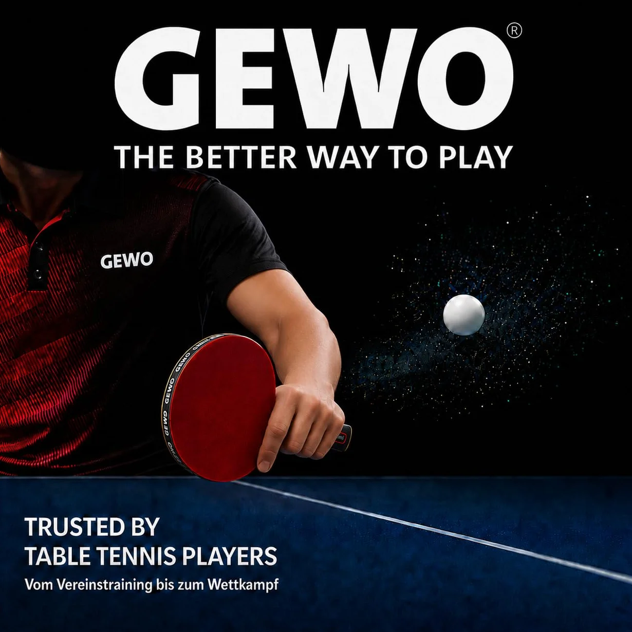 GEWO CS Clip - Red de Ping Pong para Mesa de Ping Pong, Resistente y Resistente, Juego de Metal para Sujetar con Tornillo de Ajuste de Altura y Estructura de Red Resistente, Color Negro, 152,5 cm de