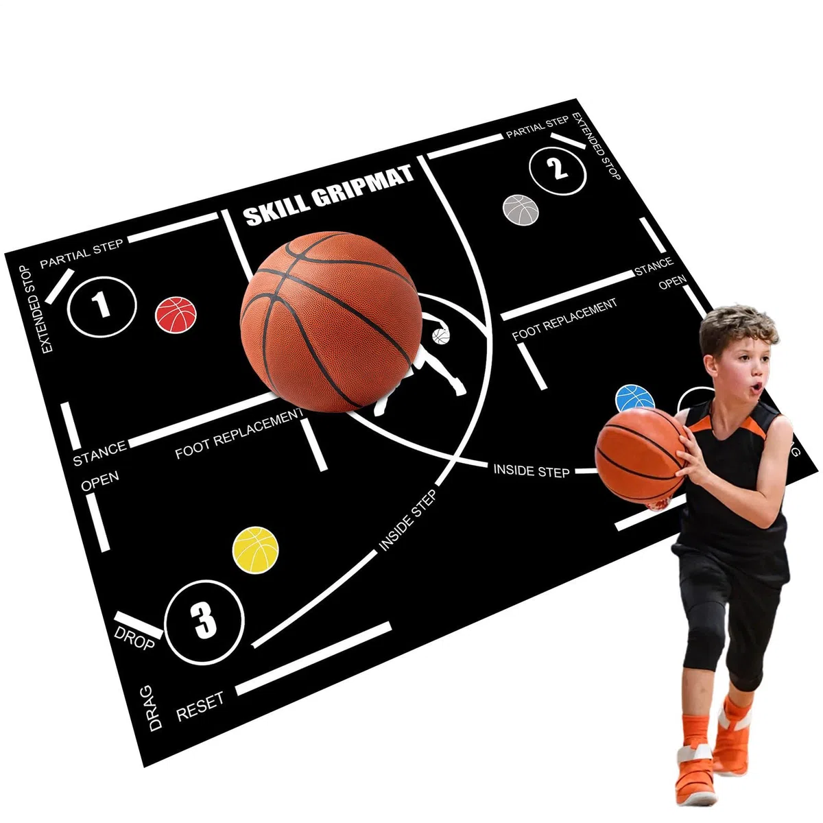 Estera de entrenamiento de agilidad, almohadilla de entrenamiento de baloncesto, Estera antideslizante portátil con de entrenamiento regular de 120x86 cm, Equipo silencioso de ayuda al