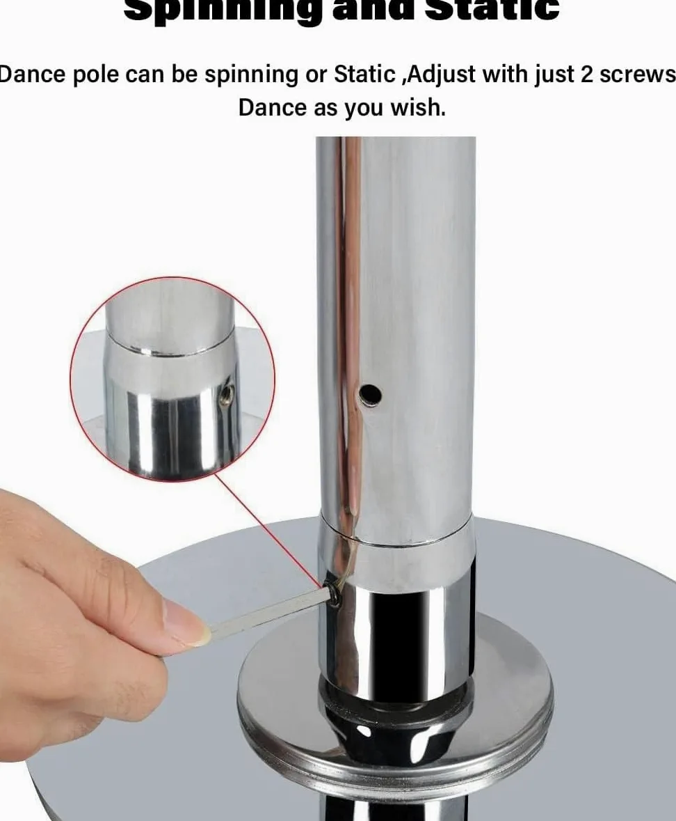 AviiSo Barra Pole Dance para el hogar con Techo Alto de 2,24 m-3,8 m, Kit de Poste de Baile estático Giratorio de 45mm, Ejercicio físico para Principiantes, Carga 200kg (Color : Silver, Size : 2.7M-