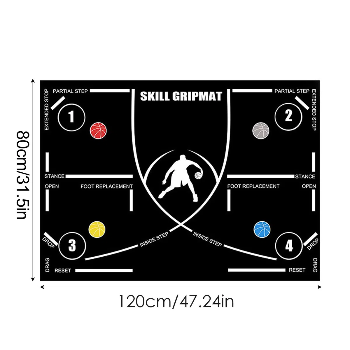 Estera de entrenamiento de agilidad, almohadilla de entrenamiento de baloncesto, Estera antideslizante portátil con de entrenamiento regular de 120x86 cm, Equipo silencioso de ayuda al