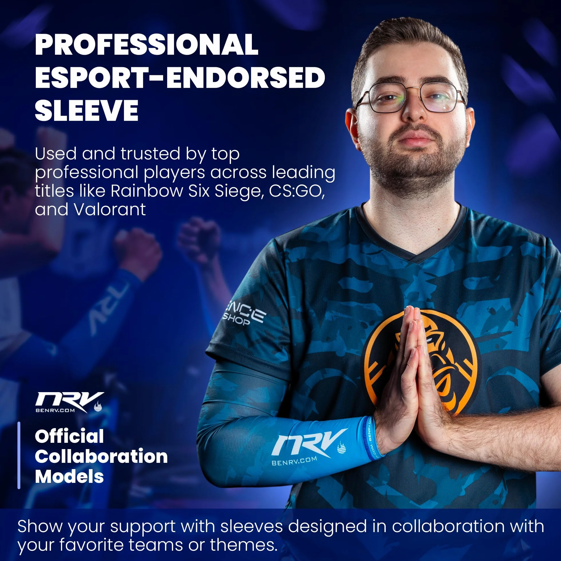 NRV - Brazalete de compresión para juegos de deportes deportivos, diseño transpirable, duradero y flexible, Rainbow Six Siege & Counter Strike Teams