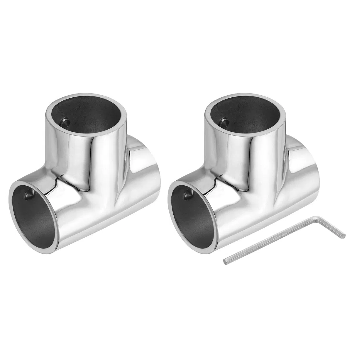 QUARKZMAN 2 Piezas de Conexión para Barandilla de Barco, Conector de Tubería de 3 Vías de Grado Marino en Acero Inoxidable 316 para Tubos de 1" de Diámetro Exterior, Expositores