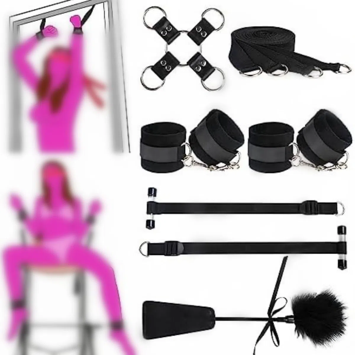WOLWES Bloque de ejercicios multifuncional de nylon para hombres y mujeres