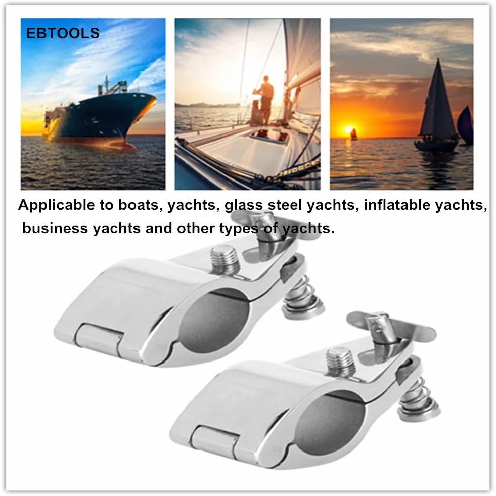 EBTOOLS para soporte bimini para neumático 2 piezas barco articulado mandíbula superior diapositiva de acero inoxidable 316 accesorios de hardware marino punta estilo bimini top bisagra soporte