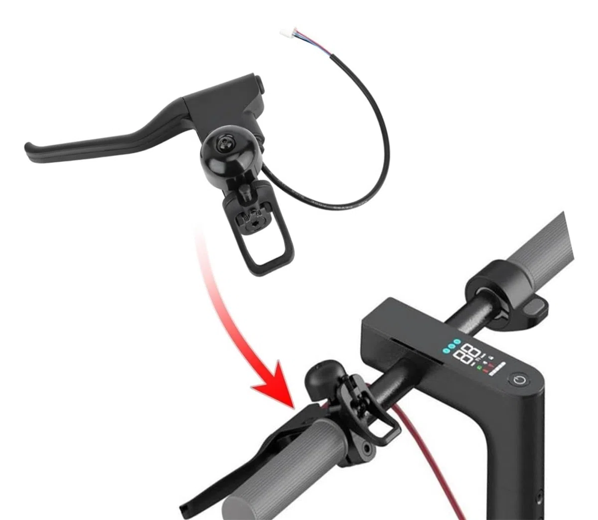Maneta de freno 4Pro for patinete eléctrico Xiaomi 4 Pro, palanca de freno con timbre, piezas de repuesto de plástico ABS