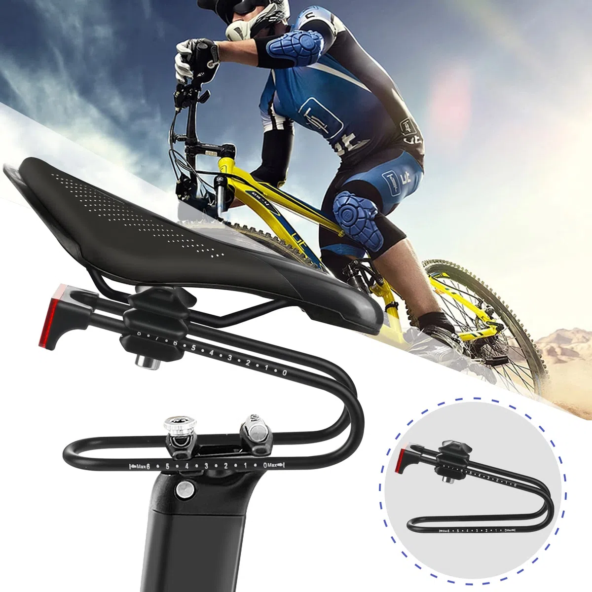 Foreverup Amortiguador de sillín de Bicicleta con Tira Reflectante, Dispositivo de suspensión para Bicicleta de montaña, Bicicleta de Carretera y Bicicleta al Aire Libre