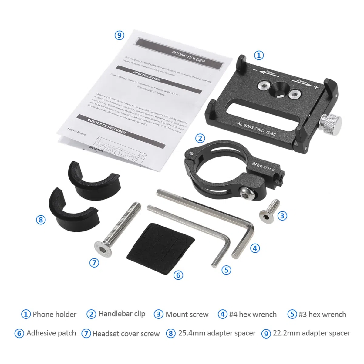 Lixada Universal Soporte de Teléfono Ajustable de la Bicicleta de Soporte GPS Bracket Cradle Clamp para Bicicleta de Montaña (Negro)