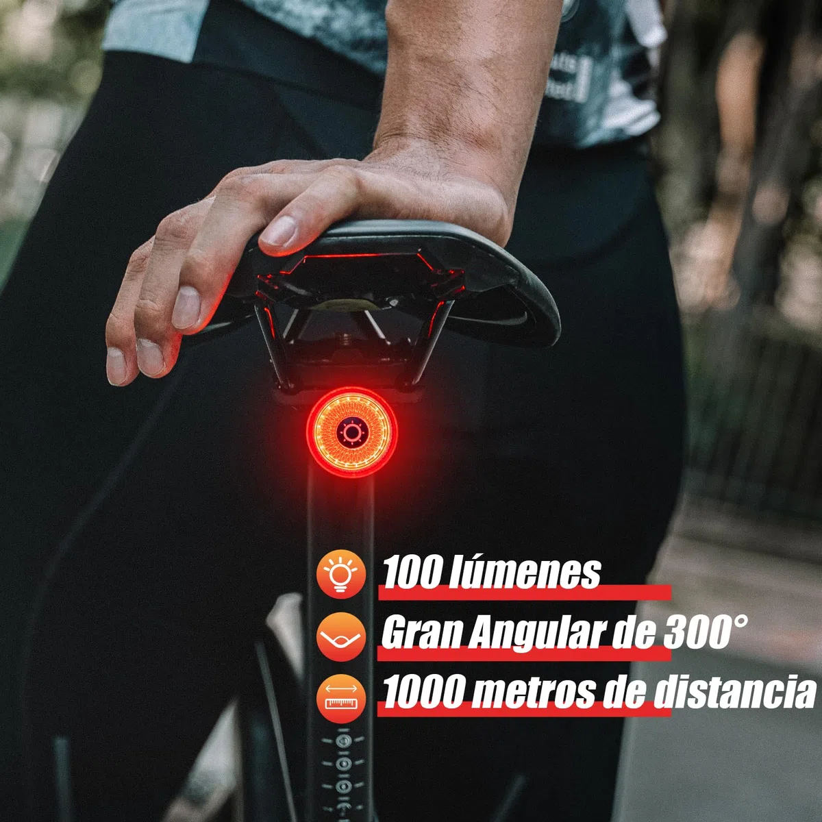 Gaciron LOOP-100 luz Trasera Bicicleta, con Sensor de Freno Inteligente,100 LM de Alto Brillo,luz Bicicleta Trasera de aleación de Aluminio con instalación magnética,Luz Bicicleta Recargable