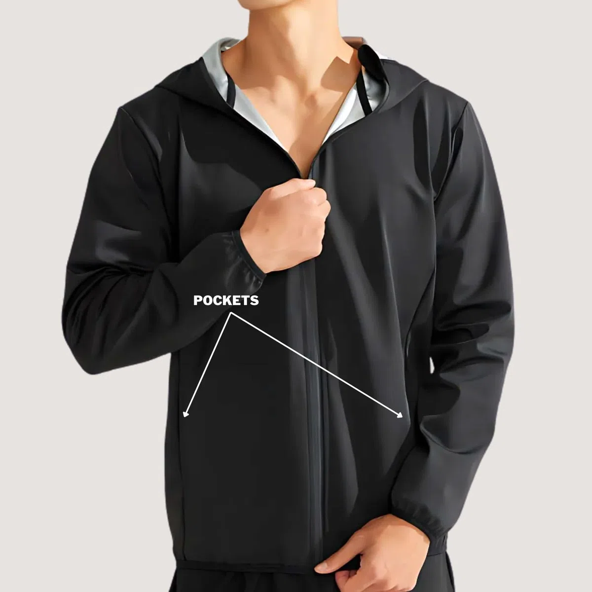 Chaqueta Top Sauna Suit Sudadera Sudar Adelgazante Reductoras Capucha Bolsillos Cremallera Manga Larga Ejercicio Ropa Deportiva Entrenamiento Hombre