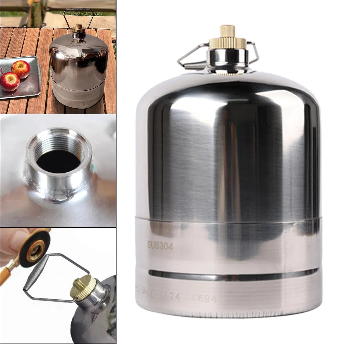 Colcolo Cilindro de Tanque de Gas, Tanque de Gas para Acampar, Botella de Gas Recargable vacía, Recipiente de Gas para Acampar, Recipiente de Combustible para
