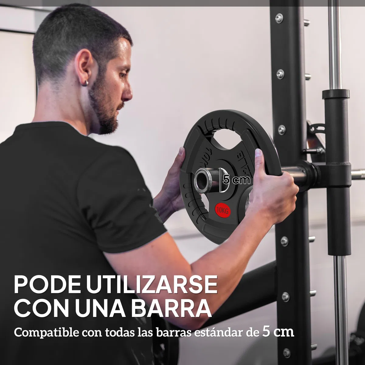 SPORTNOW Discos Pesas Olímpicas, Agujero Ø50 mm, 2 Discos de Pesas 5 kg a 15 kg con Anillo Interior de Acero y Triple Agarre, para Mancuernas y Barras, Entrenamiento Fitness en Casa, Gimnasio, Negro