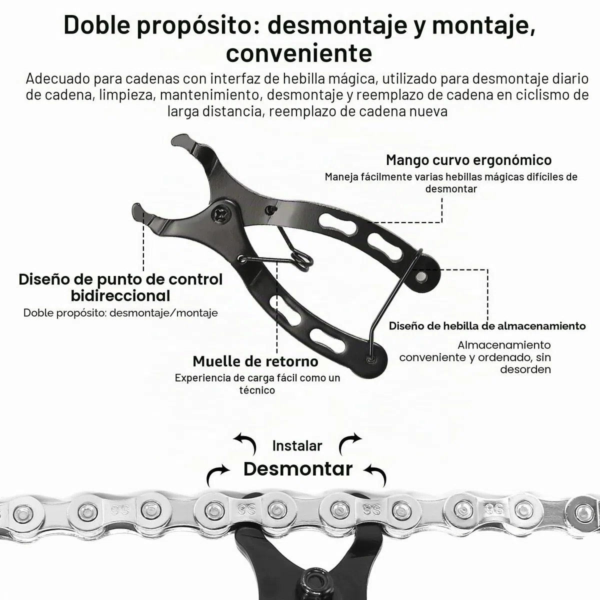 Cadena de bicicleta de 9 velocidades con pinza antirrobo y 3 pares de cadenas antirrobo para MTB (1/2 x 11/128", 116 eslabones)