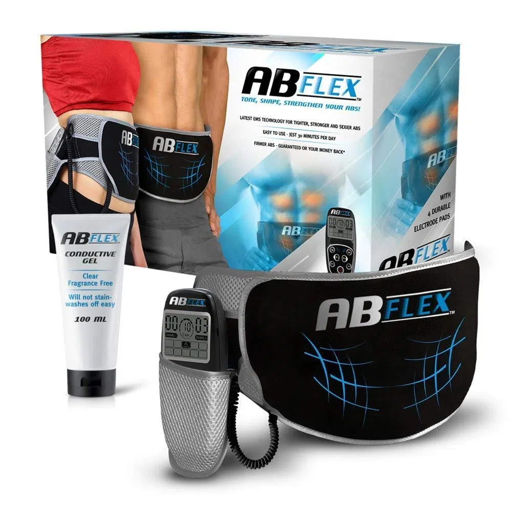 ABFLEX Electroestimulador Muscular tonificar la Zona Abdominal, Mando a Distancia para un Ajuste rápido y Sencillo, 99 Niveles de Intensidad y 10 Ejercicios para Conseguir Resultados rápidos