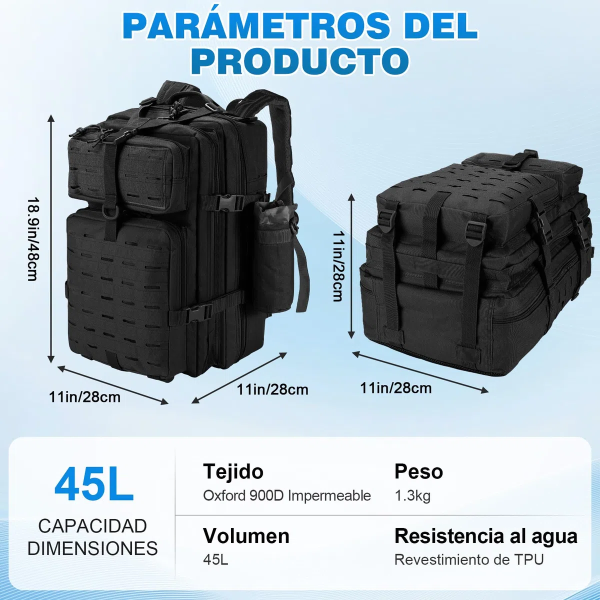 Mochila Táctica 45L Militar, Paquete de Asalto Molle de Gran Capacidad Impermeable Bolsa para Ejército, Mochilas de Marcha para Emergencias de 3 Días Caza Senderismo Acampada Actividad al Aire Libre