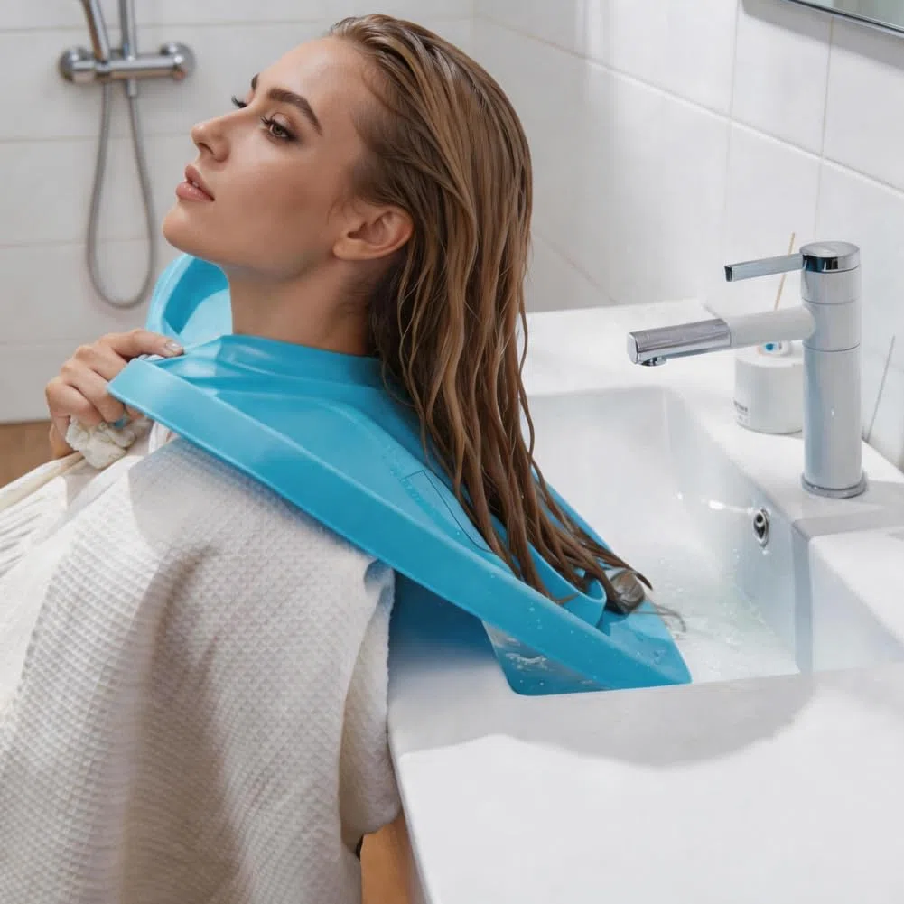 DASIAUTOEM Lavacabezas para personas encamadas, lavacabezas plegable, lavacabezas portátil para personas encamadas, lavado de cabello en la cama para mujeres embarazadas y personas con cepillo de