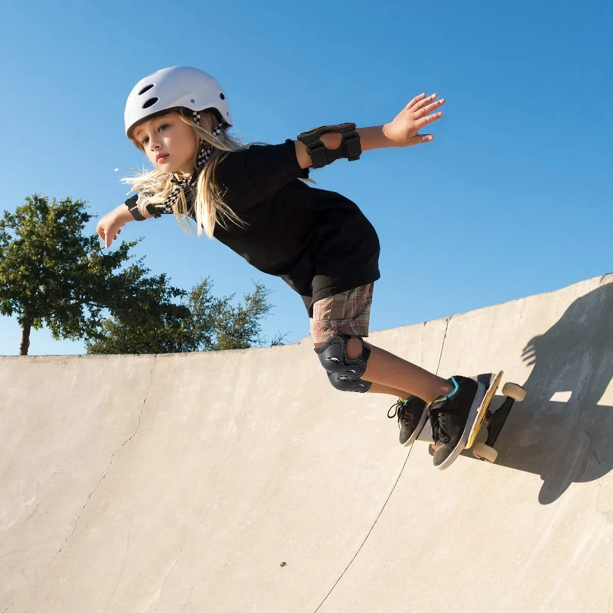 Protecciones Set para Niños Adultos, 6pc Patinaje Rodilleras para Niños Rodilla Codo Rodilleras Ajustables Protección para Patinetas, Scooter