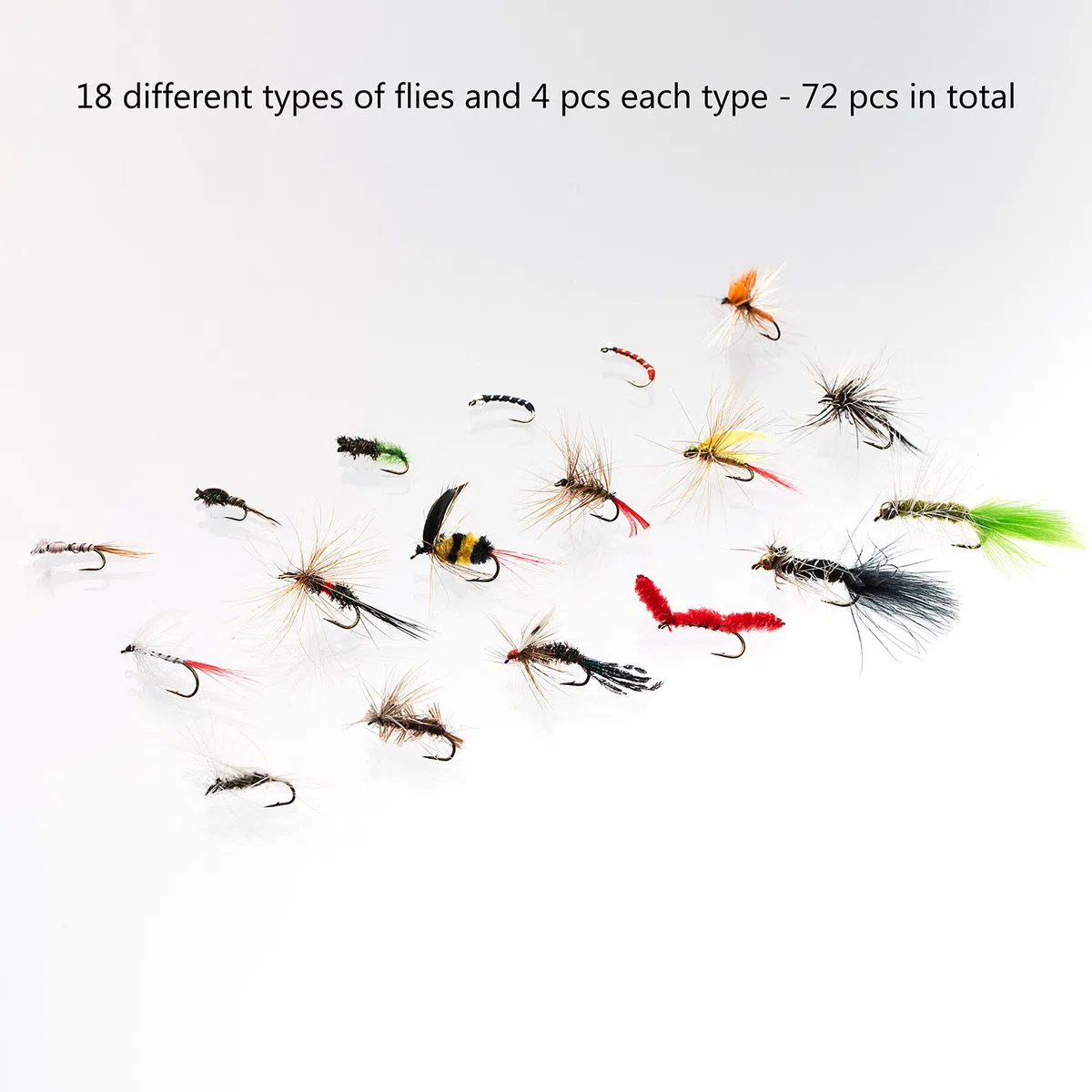 BASSDASH Kit de Moscas de Pesca con Mosca, Surtido de Moscas, Pesca de lubina con Caja de Moscas, 36/64/72/76/80/96 Piezas con Moscas secas/húmedas, ninfas, serpentinas, Popper