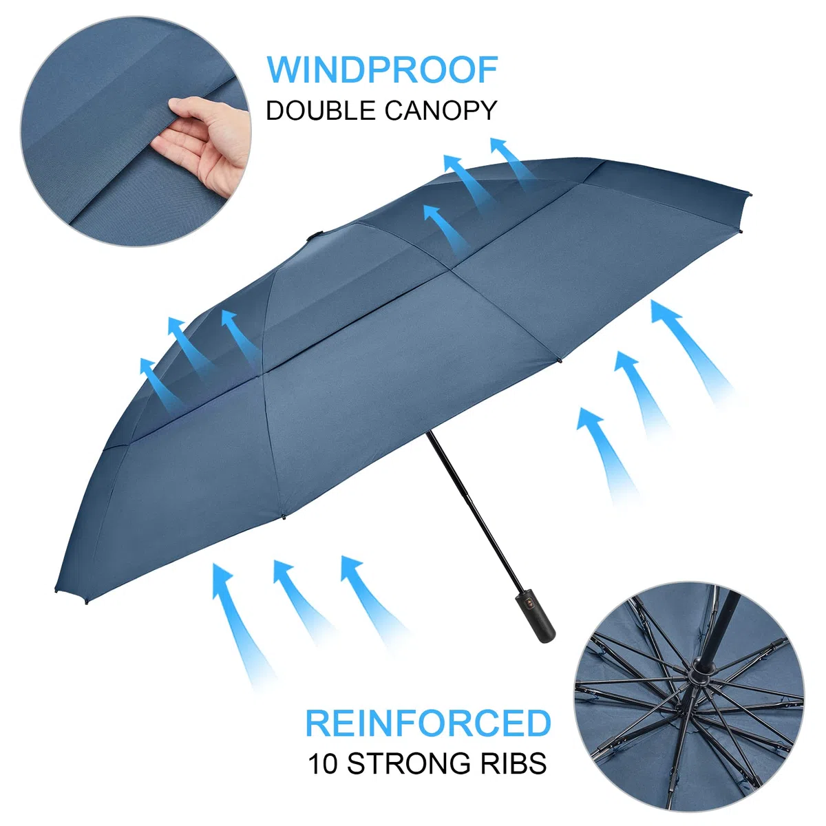 G4Free - Paraguas de golf grande de 107/117/137/157 cm, paraguas de viaje compacto e invertido, 10 varillas, resistente al viento, para lluvia, tela doble, apertura y cierre automáticos