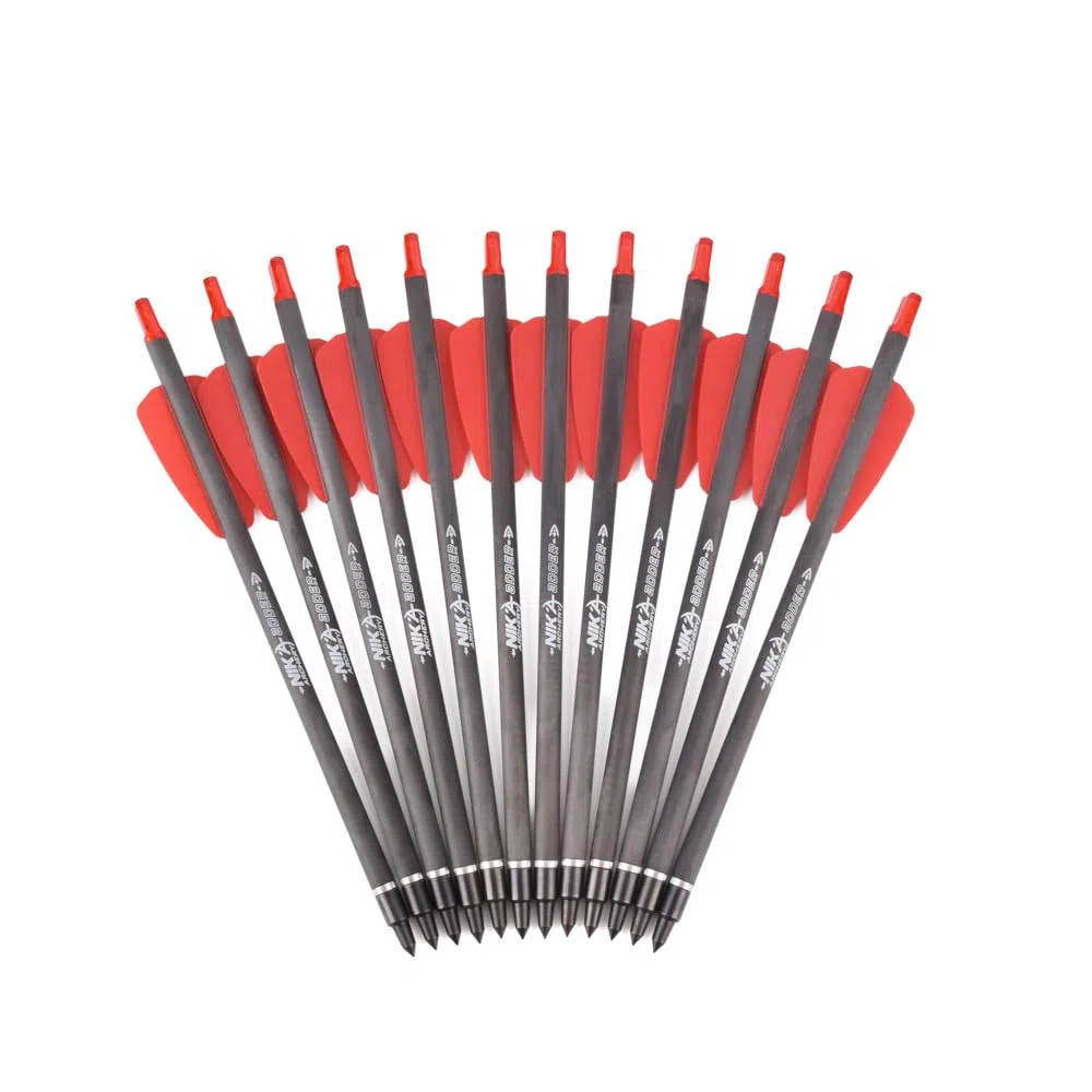 12 piezas de pernos de ballesta de carbono de 7.5 "para flechas de tiro con arco del sistema Cobra Adder de ballesta, flechas de caza con flecha de 2" con punta de punta de flecha de repuesto
