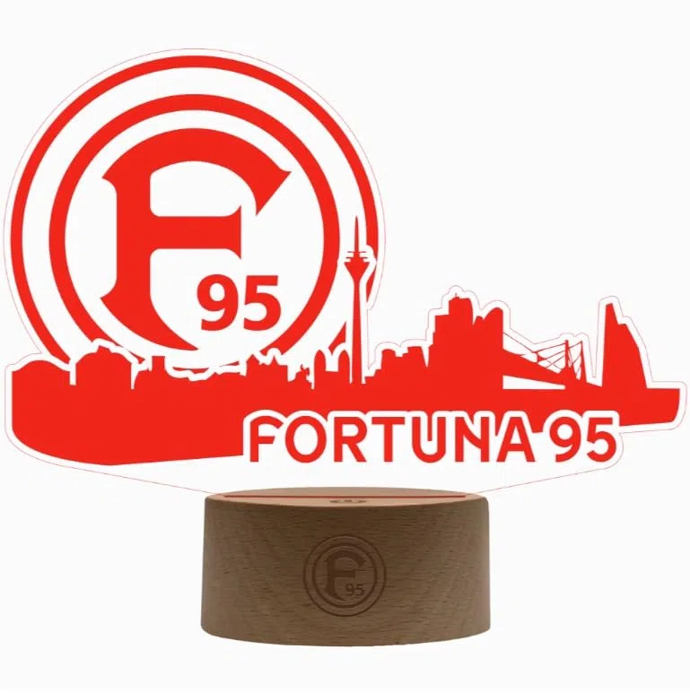 Fortuna Düsseldorf 13217 Skyline - Lámpara LED con diseño de escudo de la ciudad, color rojo