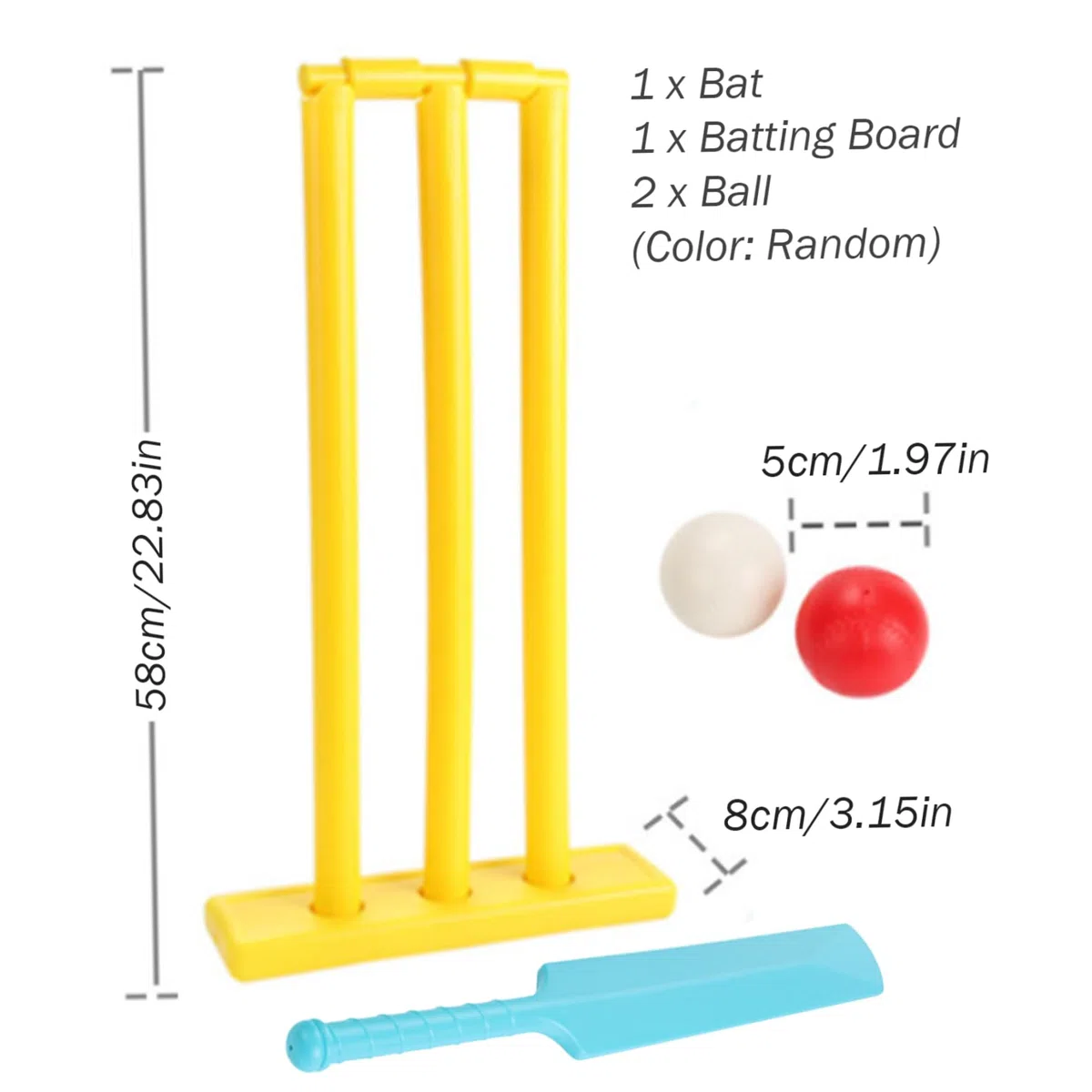 Juego de Cricket para niños, Kit de Cricket para niños con tocones y 2 Pelotas, Juego de Cricket para niños Matriz, Kit de Bate de Cricket para jardín, Juego de Patio Trasero de Playa