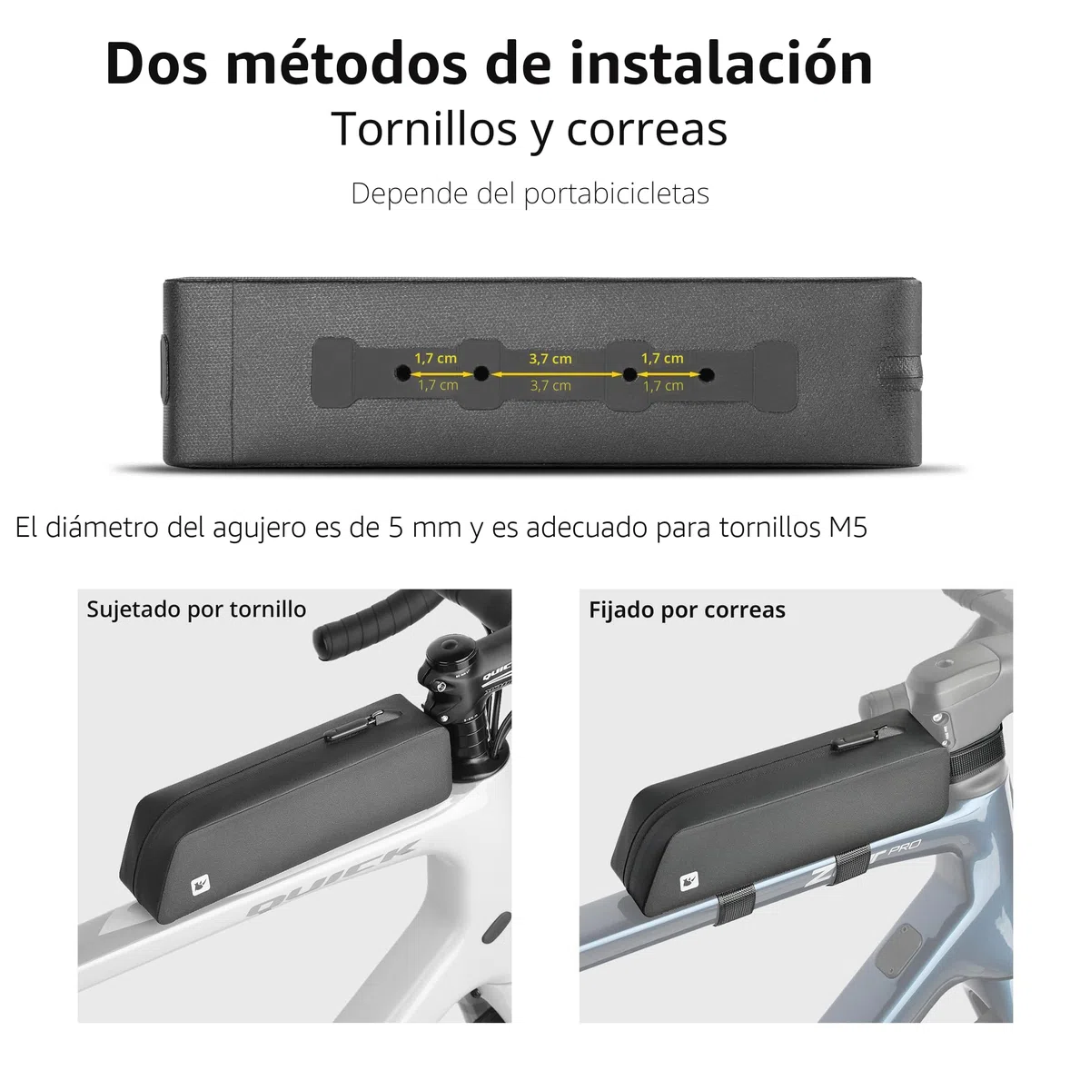 Rhinowalk Bolsa de tubo superior para bicicleta, accesorio impermeable y estable para marco de bicicleta