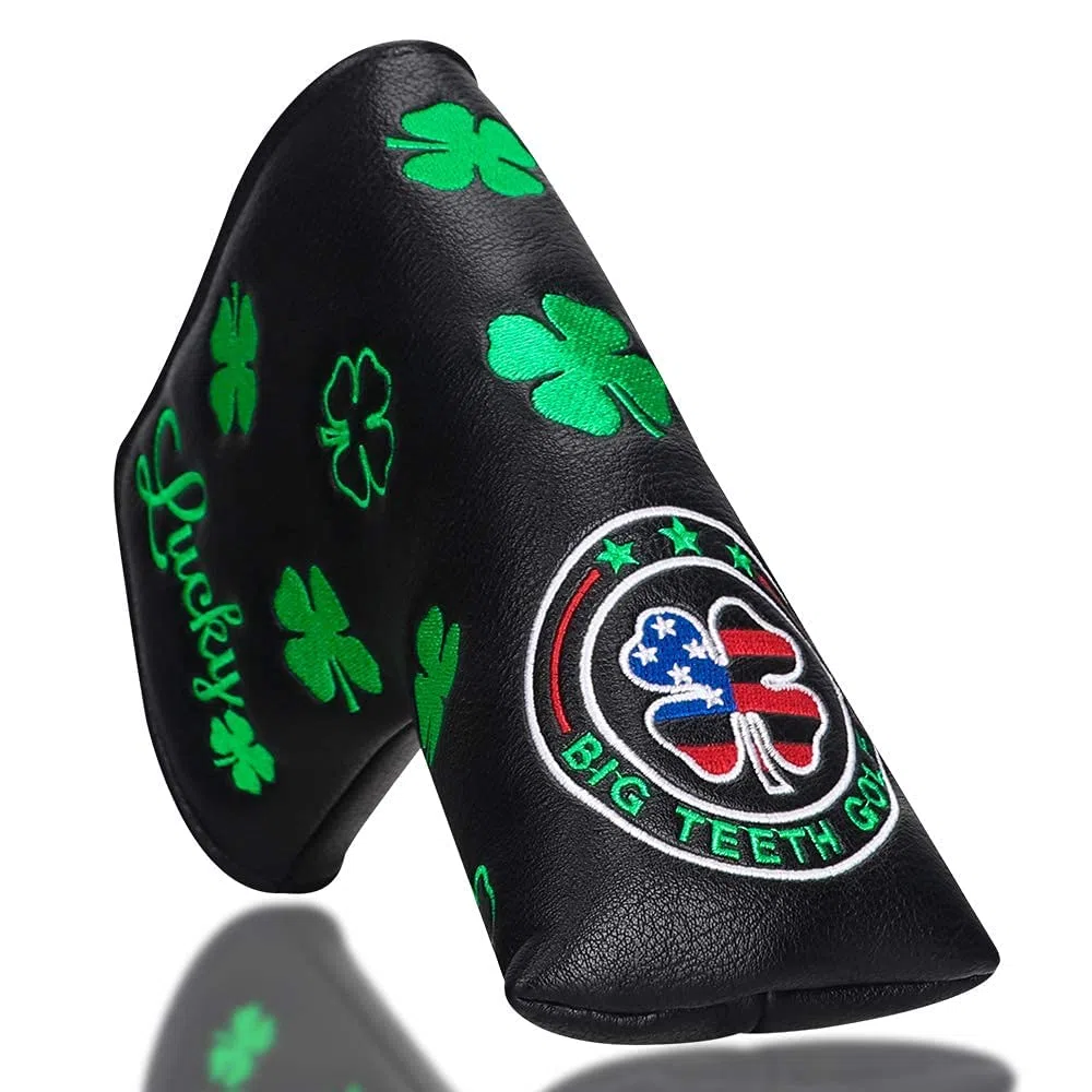 BIG TEETH Cubiertas para cabeza de golf, diseño de trébol de la suerte, color verde, protector para palos de golf para Scotty Cameron Taylormade Odyssey